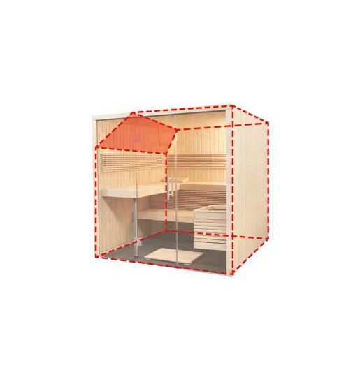 Elementsaunen in der Ausstellung von Wellness Wiedel an der B2 zwischen Augsburg und München – integrierter Dachschräge des Modells Carat