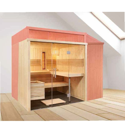 Elementsaunen von Wellness Wiedel – Modell Carat – Saunaausstellung an der B2 bei Augsburg