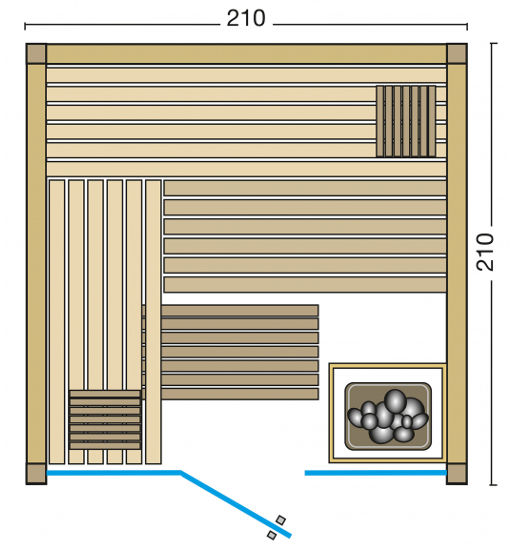 Elementsauna Panorama – Grundriss – besuchen Sie die Sauna Ausstellung an der B2 zwischen Augsburg und München