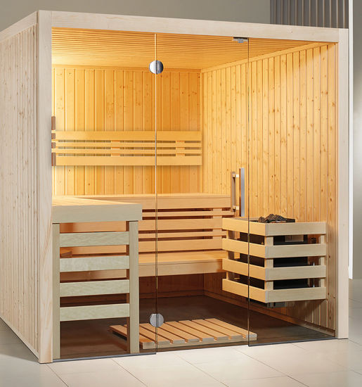 Sauna Modell Panorama von Wellness Wiedel – klassische Elementsauna aus nordischem Fichtenholz