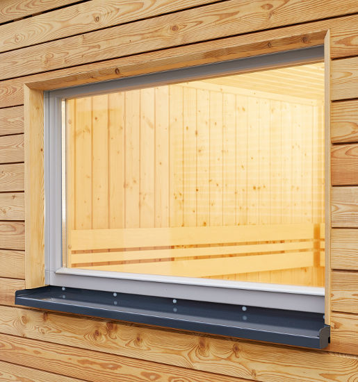 Gartensauna Luna 1 Fenster Details – Wellness Wiedel Gartensaunen in Bayern