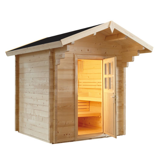 Gartensaunen von Wellness Wiedel – Modell Country – Saunaausstellung an der B2 bei Augsburg