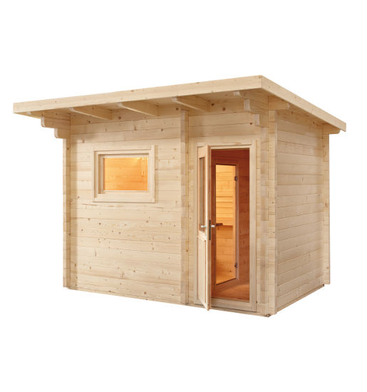 Gartensaunen von Wellness Wiedel – Modell Lava – Saunaausstellung an der B2 bei Augsburg