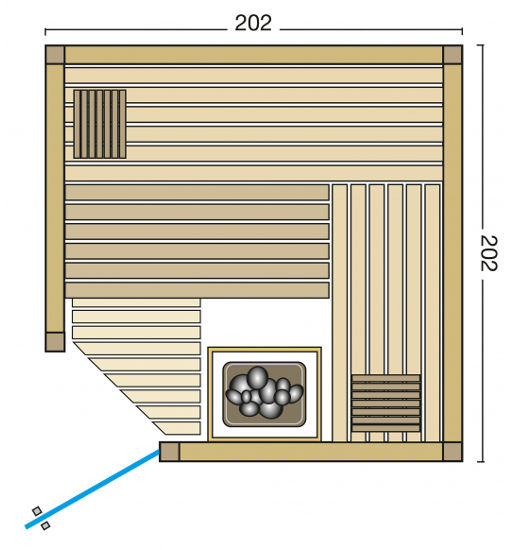 Elementsauna Aurora Premium mit Eckeinstieg bei Wellness Wiedel, dem Saunaspezialist für ganz Bayern
